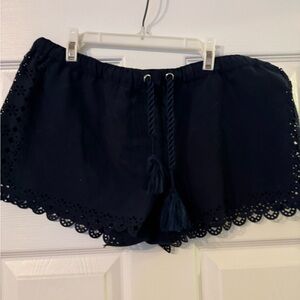 Seafolly Navy Eyelet Trim Athletic Shorts